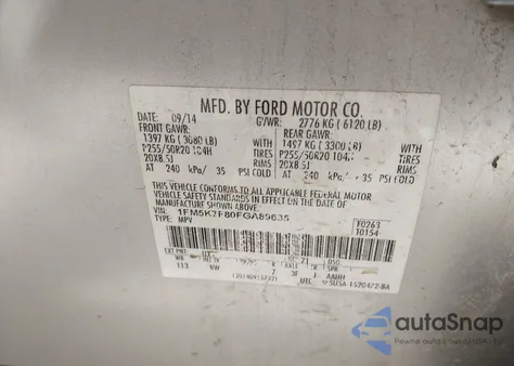2015 Ford Explorer Limited from USA, damaged, VIN 1FM5K7F80FGA89635